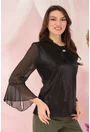 Bluza eleganta neagra accesorizata cu brosa argintie