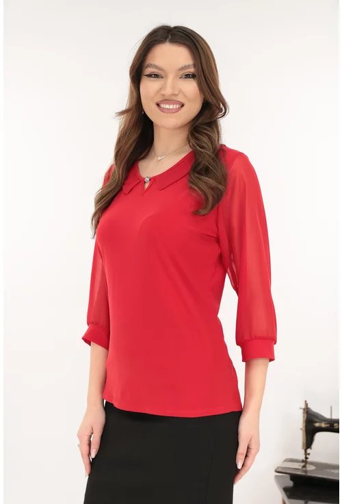 Bluza eleganta rosie cu guleras