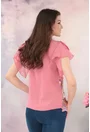 Bluza eleganta roz cu paiete si fundite pe maneci