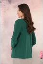 Bluza eleganta verde cu pliuri si accesoriu argintiu la decolteu