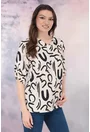Bluza lejera crem cu imprimeu abstract negru
