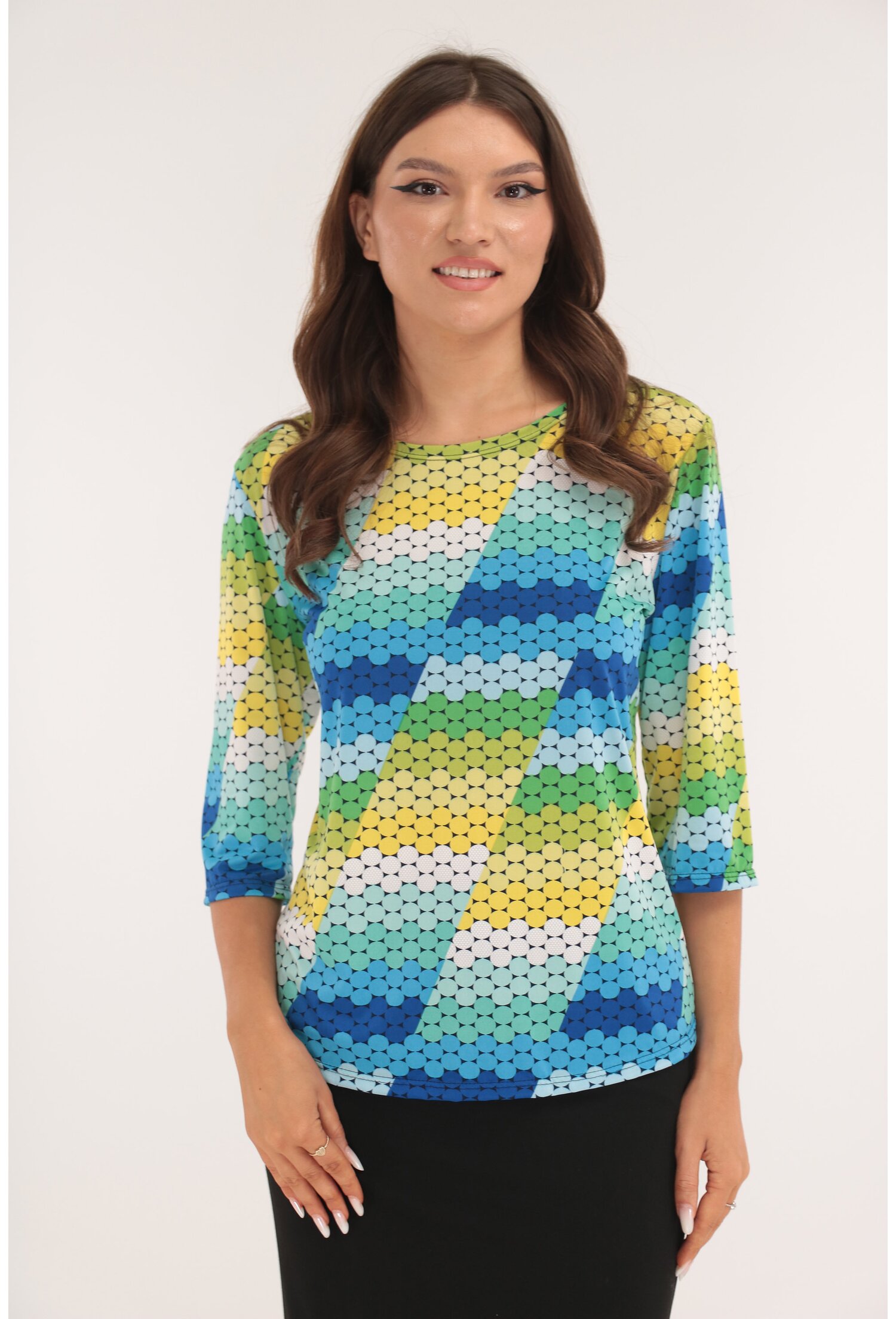 Bluza lejera cu buline multicolore imprimate