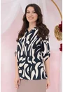 Bluza lejera cu imprimeu abstract bleumarin-crem