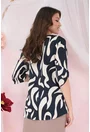 Bluza lejera cu imprimeu abstract bleumarin-crem