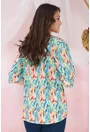 Bluza lejera cu imprimeu floral corai-albastru