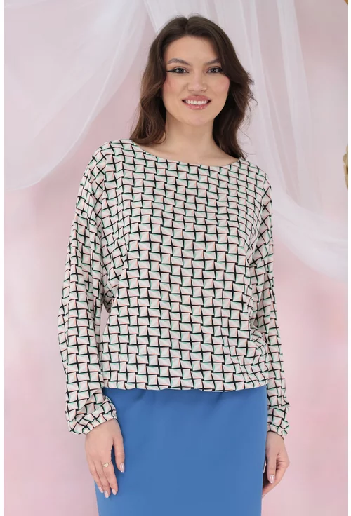 Bluza lejera cu imprimeu geometric bej