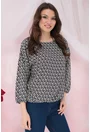 Bluza lejera cu imprimeu geometric bej-negru