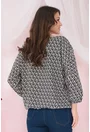 Bluza lejera cu imprimeu geometric bej-negru