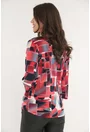 Bluza lejera cu imprimeu geometric rosu-gri
