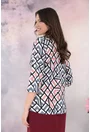 Bluza lejera cu imprimeu geometric roz-bleu