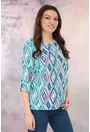 Bluza lejera cu imprimeu geometric roz-verde