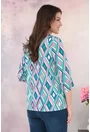 Bluza lejera cu imprimeu geometric roz-verde