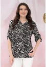 Bluza lejera neagra cu imprimeu abstract crem