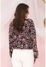 Bluza lejera neagra cu imprimeu floral roz