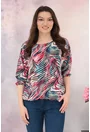 Bluza lejera roz cu imprimeu abstract multicolor