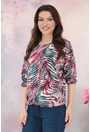 Bluza lejera roz cu imprimeu abstract multicolor