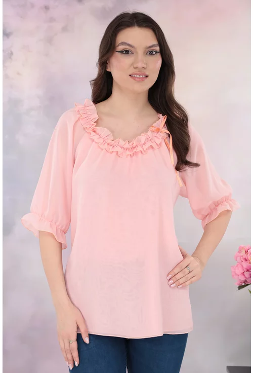 Bluza lejera roz din voal