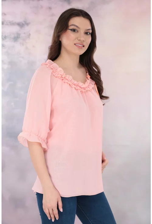 Bluza lejera roz din voal