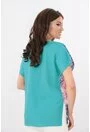 Bluza lejera turcoaz cu print multicolor
