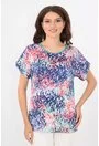 Bluza lejera turcoaz cu print multicolor