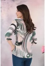 Bluza lejera verde cu imprimeu abstract crem