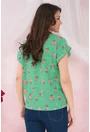 Bluza lejera verde cu print floral corai