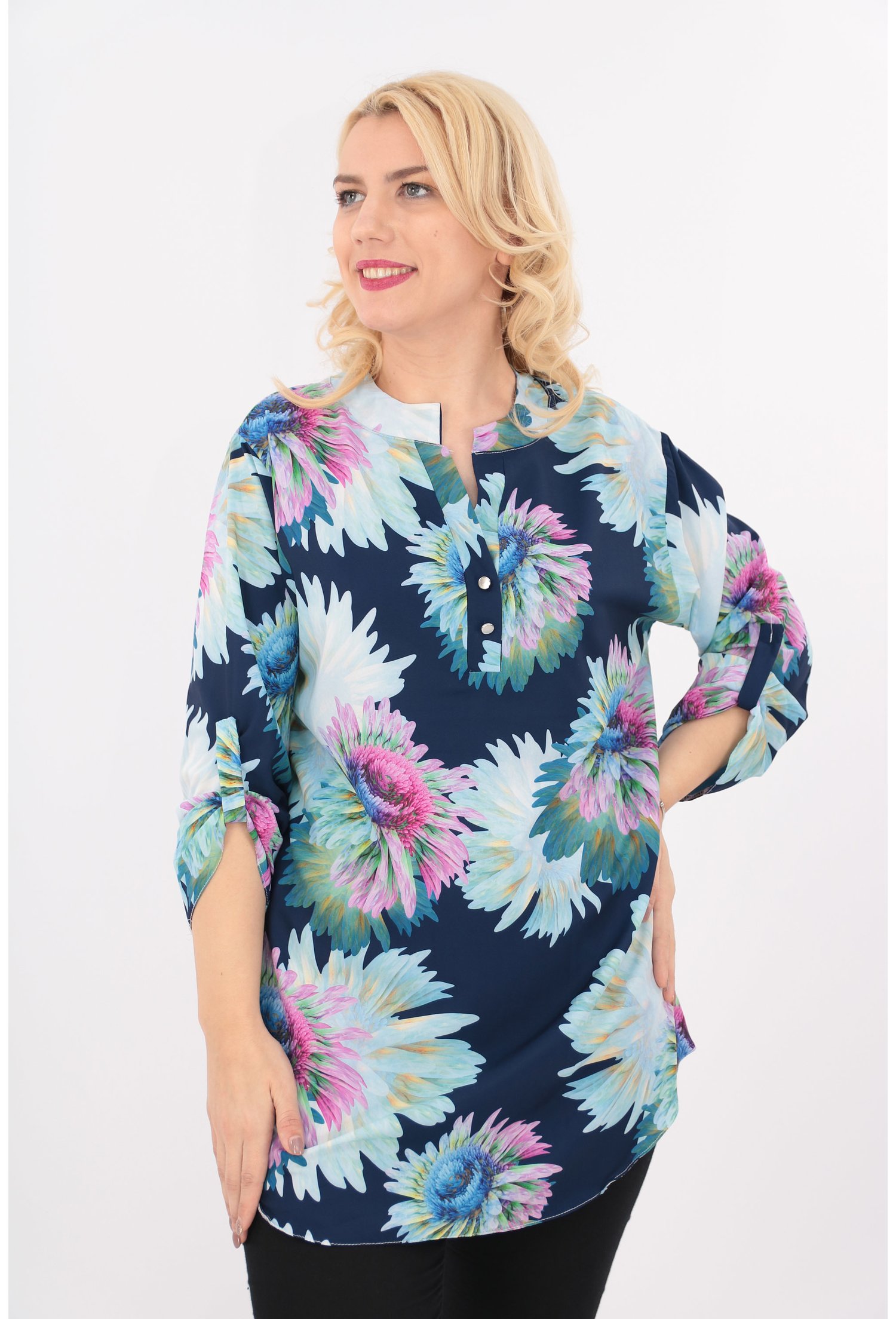 Bluza lunga cu print floral maxi