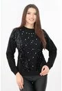 Bluza neagra cu paiete si perle