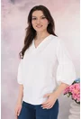 Bluza office alba cu maneci bufante