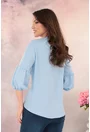 Bluza office bleu cu maneci bufante