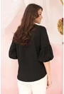 Bluza office neagra cu maneci bufante