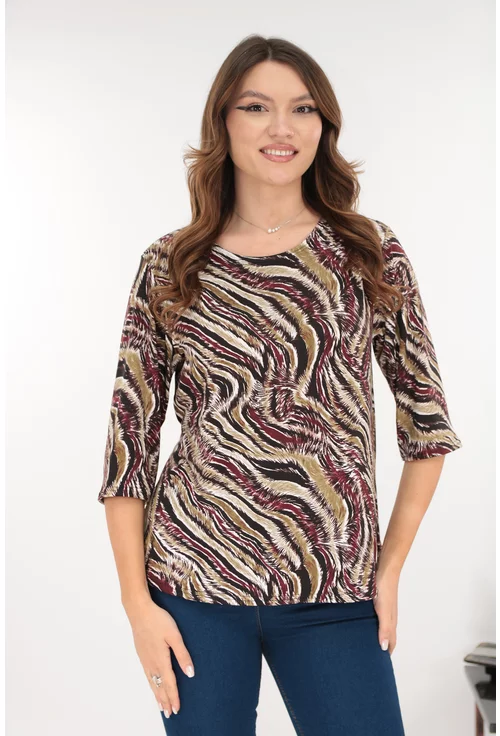 Bluza olive din bumbac cu print abstract grena