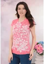 Bluza roz tricotata cu flori albe