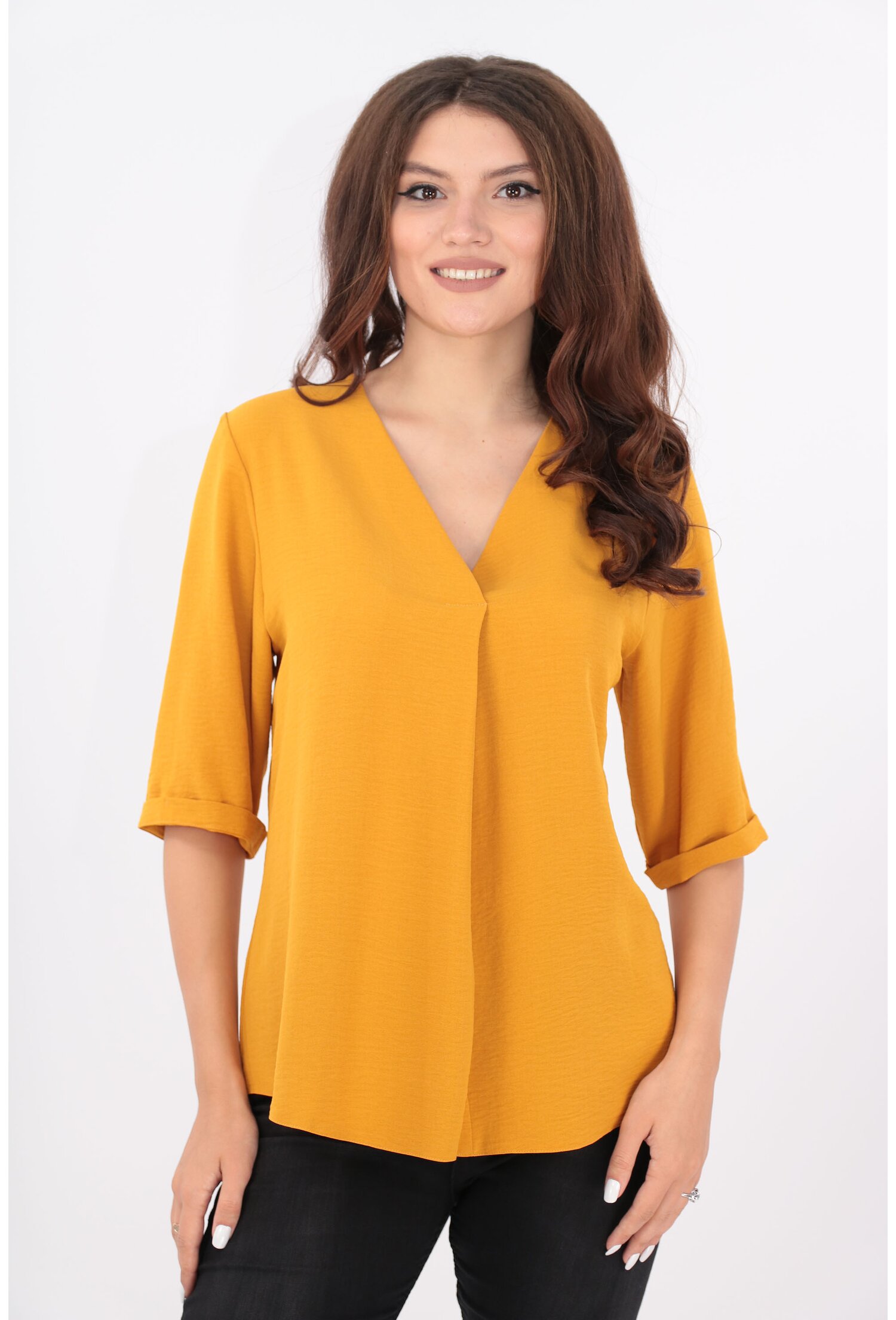 Bluza uni mustar din vascoza