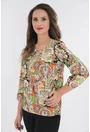 Bluza verde cu imprimeu geometric-floral