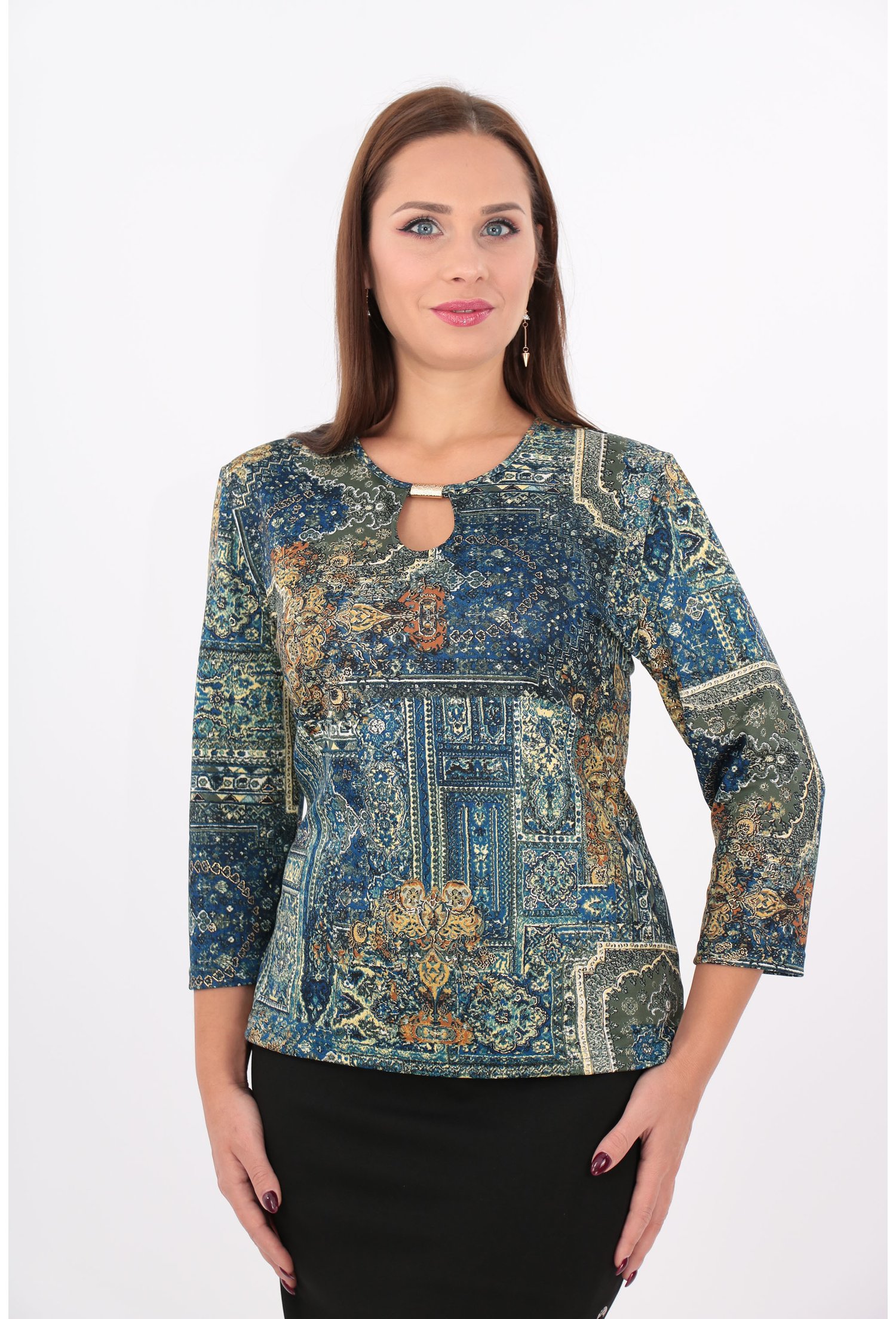 Bluza verde cu model geometric
