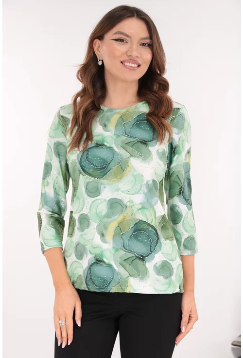 Bluza vernil din vascoza cu imprimeu abstract