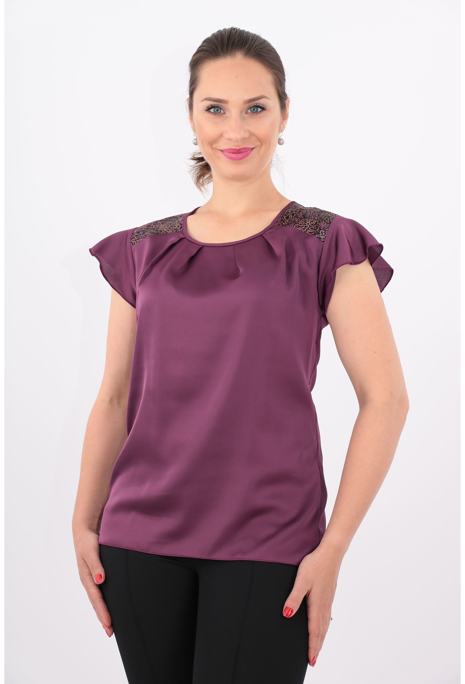 Bluza violet din voal satinat