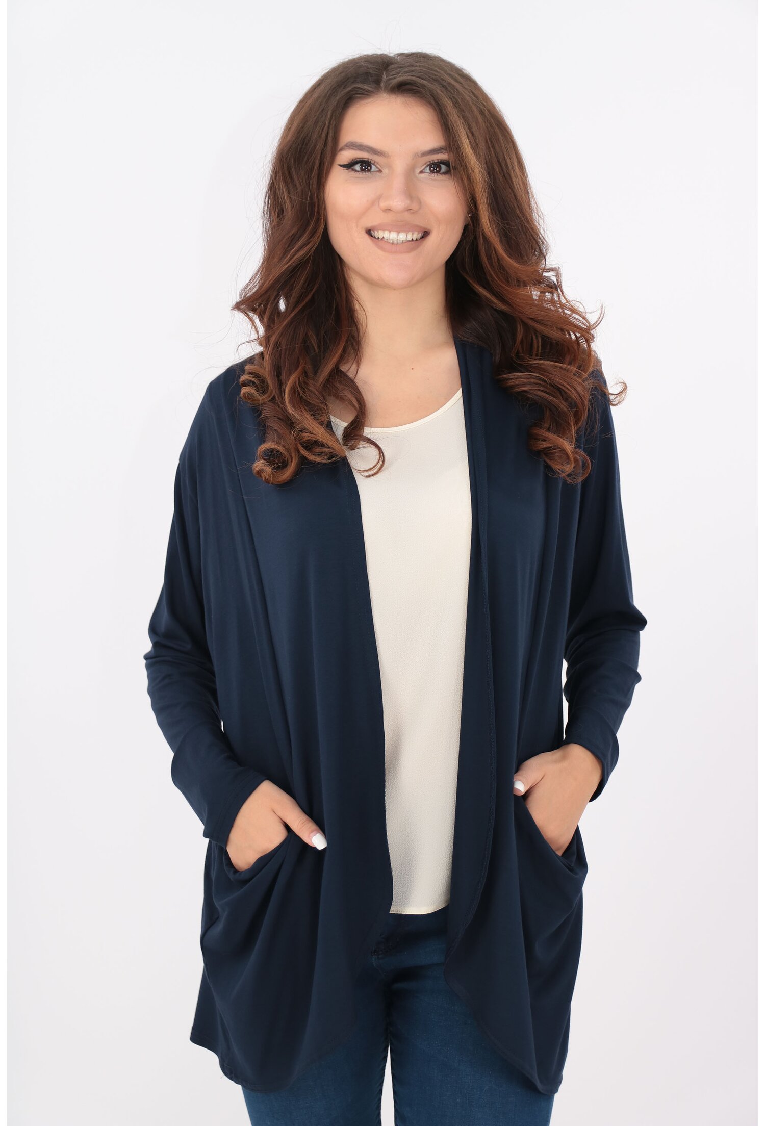 Cardigan bleumarin din vascoza