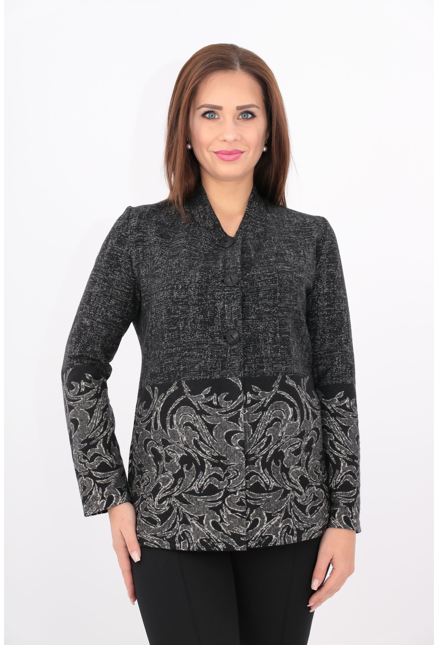 Cardigan negru cu gri cu bordura