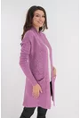 Cardigan roz tricotat cu buzunare aplicate