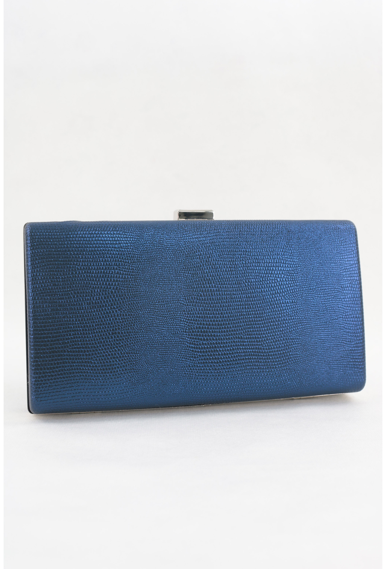 Clutch bleumarin cu glitter si elemente argintii