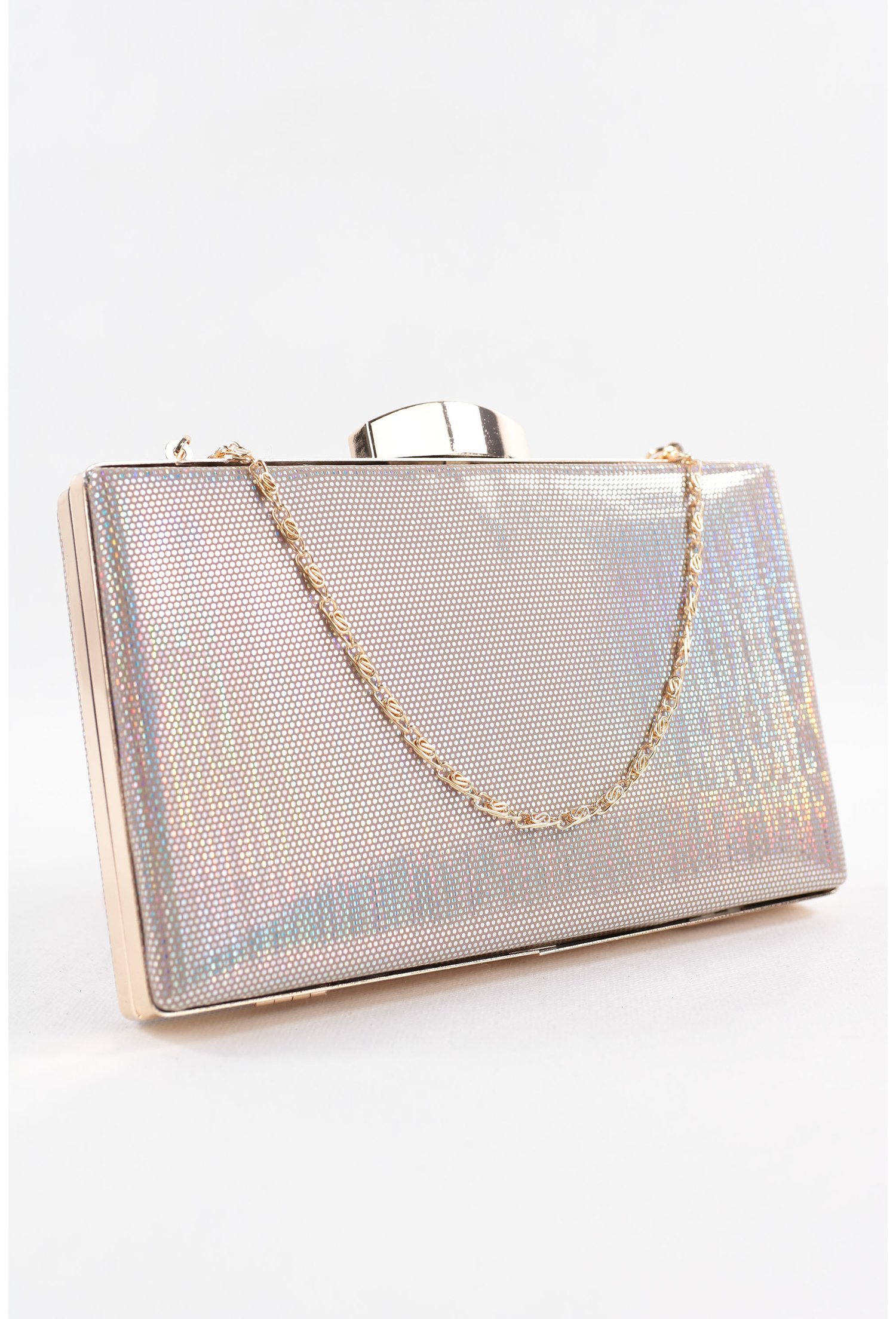Clutch cu efect de curcubeu din piele ecologica