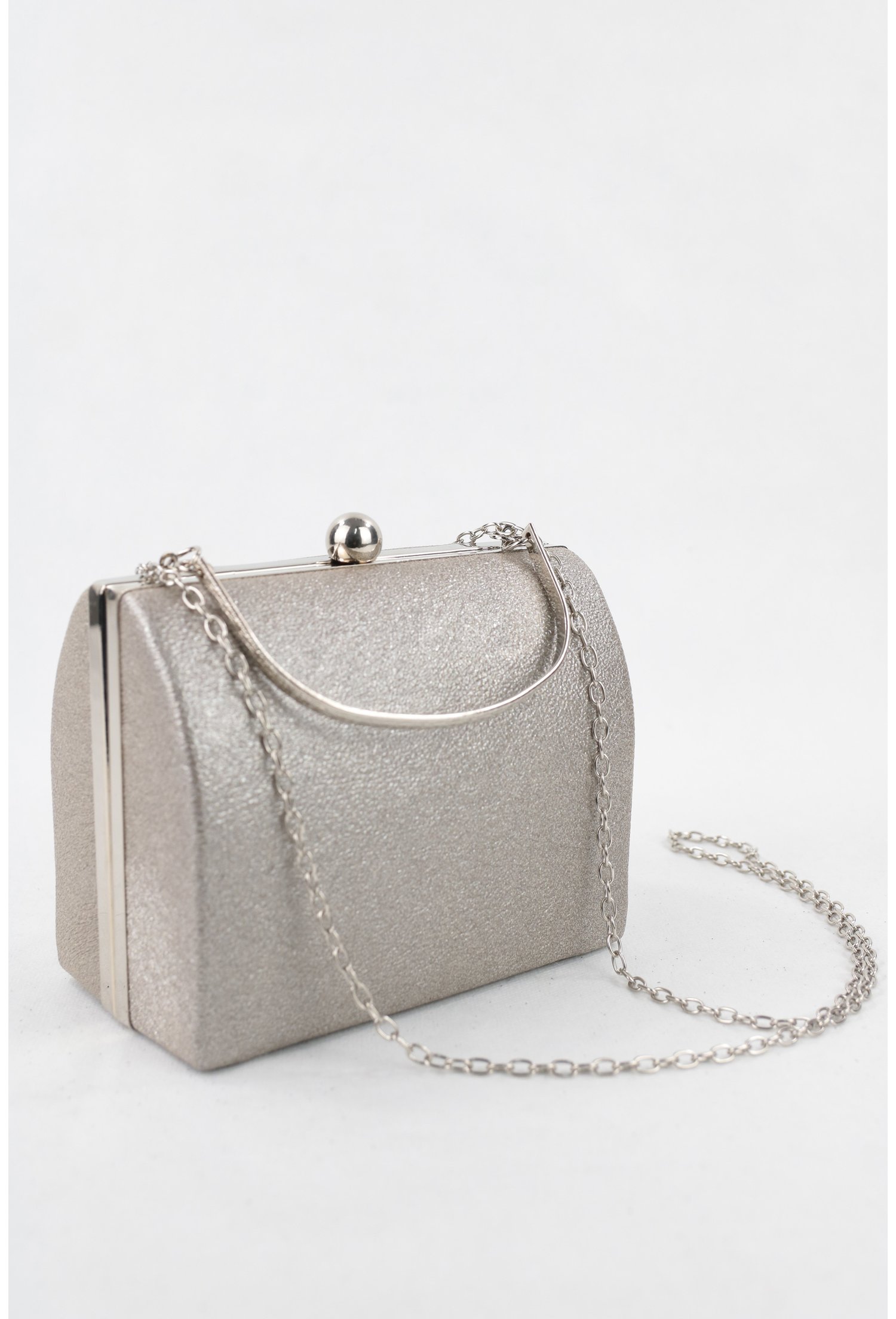 Clutch gri din piele ecologica sidefata