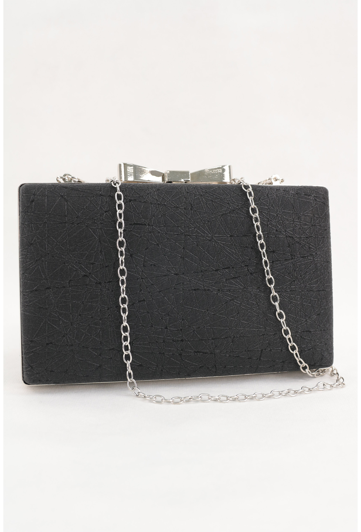 Poze Clutch negru cu fundita metalica