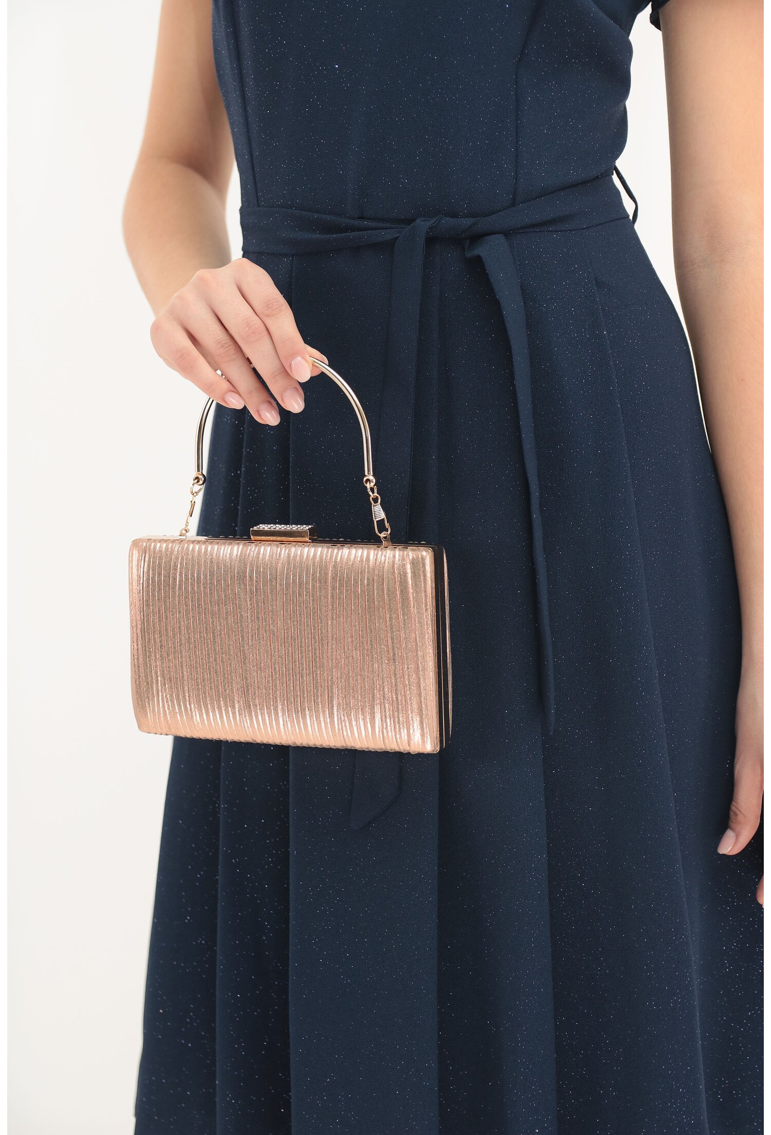 Poze Clutch rose-gold cu aspect perlat