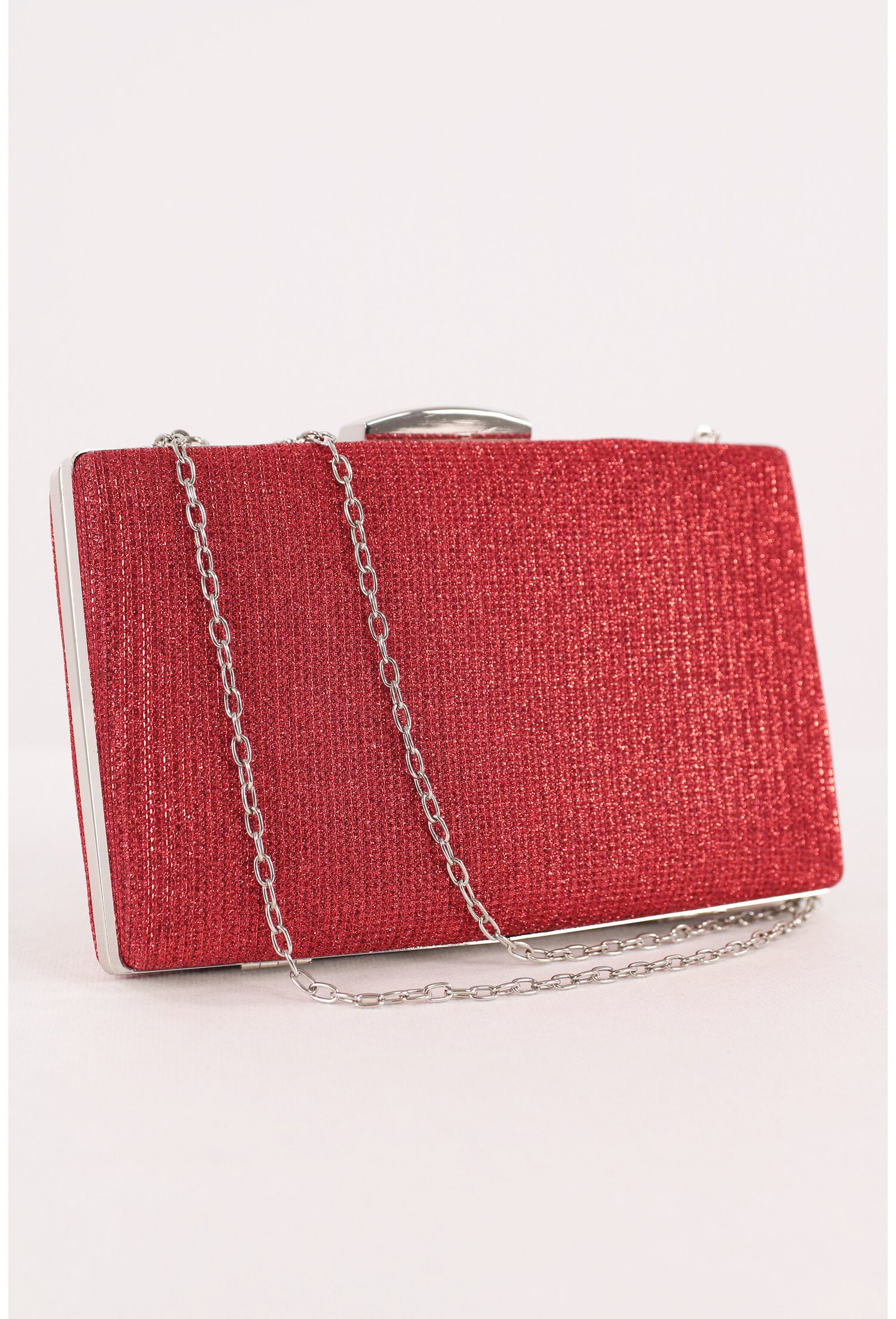 Poze Clutch rosu cu glitter