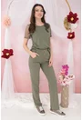 Compleu lejer din bumbac - bluza si pantaloni olive