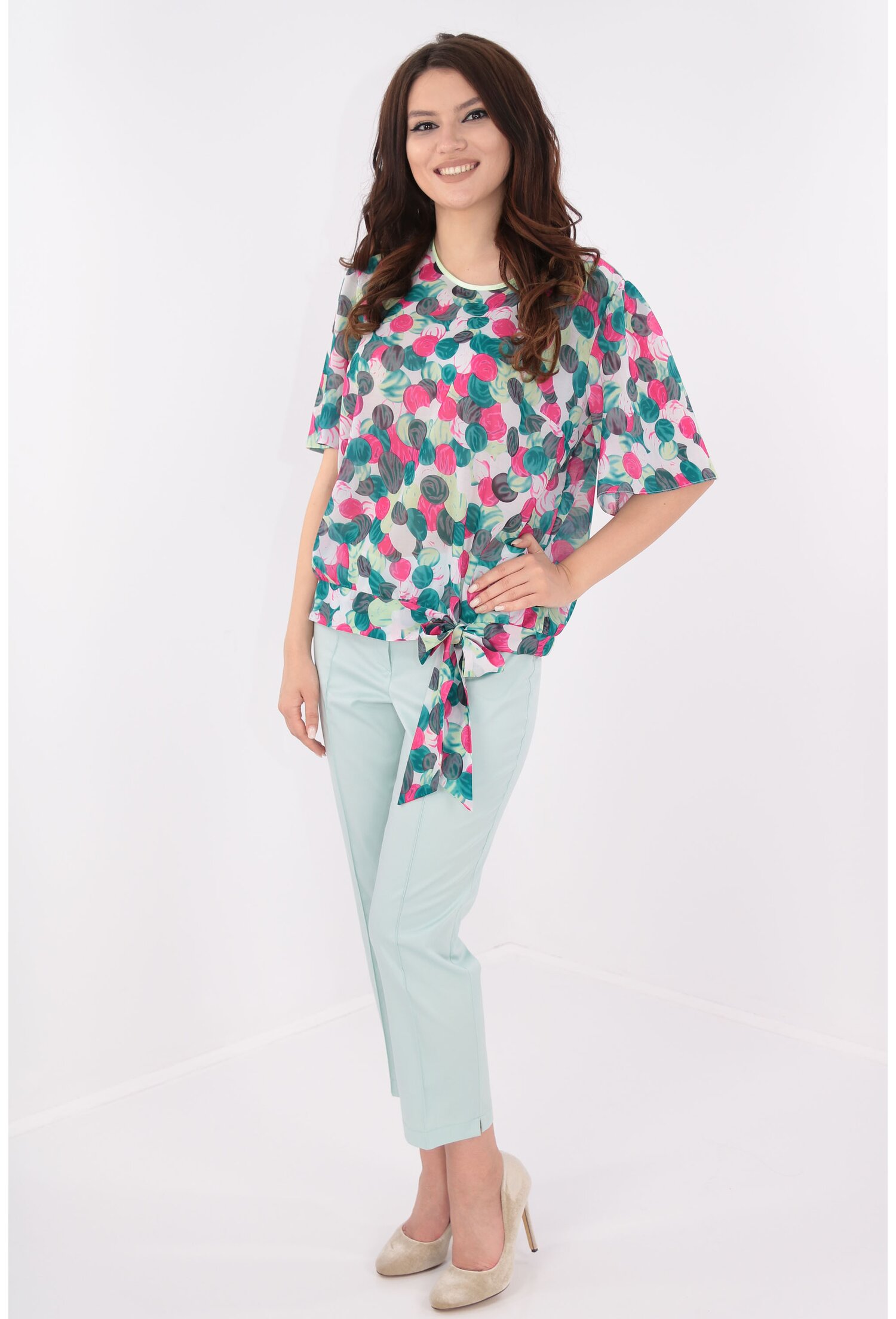 Costum elegant bluza si pantaloni vernil