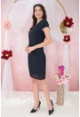 Costum - rochie bleumarin si sacou bleumarin cu buline roz